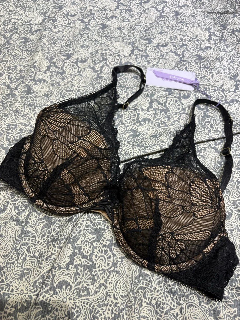 NWT UCA lingerie black lace bra 34B